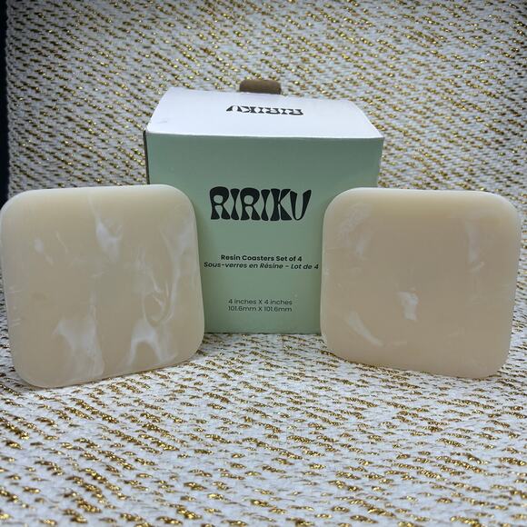 Ririku Resin Coasters Set 4-Pack 4"‎ x 4" Non-Slip Easy Clean NIB - Picture 5 of 5